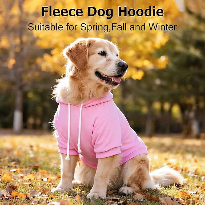 BAOBICUTE Dog Basic Hoodie Soft Dog Clothes Cold Weather Sweaters for Medium Large Dogs Cozy Fabric Warm Sweatshirt with Leash Hole (Pink, S (Back: 12.6",Chest:18.11", Neck: 13.78"))