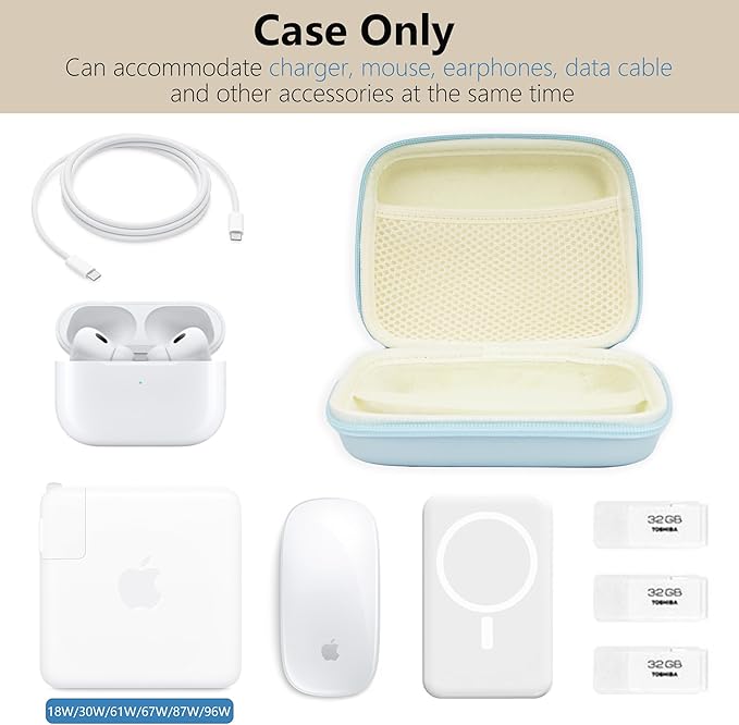 Charger Case for Macbook, Portable Tech Electronic Organizer Bag,Travel Storage Pouch for Laptop Accessories, MacBook Power Adapter, Charging Cords, USB Drives, Power Bank (Purple, L)