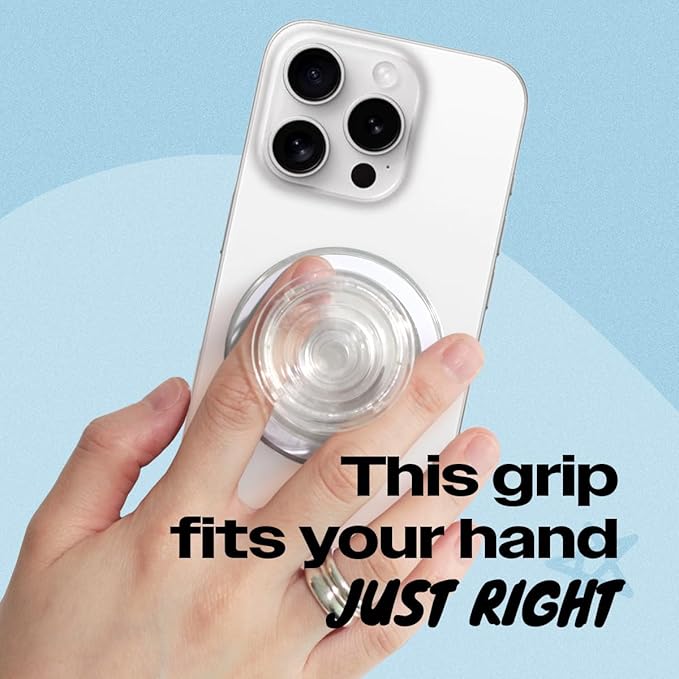 OnTheGrip Compatible with Magsafe Magnetic Authentic Translucent Color Design Collapsible Mobile Phone Grip Stand Holder for Smartphone Tablet Cell Phone Accessory (Transparent)