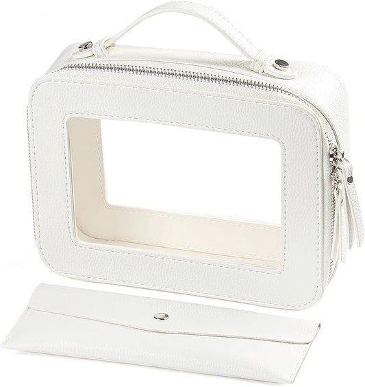EcoVision Clear Makeup Bag, Travel Cosmetic Accessory Bag, Toiletry Organizer Bags for Women, Portable Waterproof Zipper Cosmetic Bag with Transparent Window