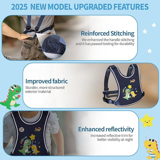 2025 New Safety Harness for Autism and Special Needs Child (3-6 yrs), Anti-Elopement Vest Harness with Light Reflector and Grab Handle for Active, Autistic ADHD Kids,Adjustable Tether Leash with Pouch