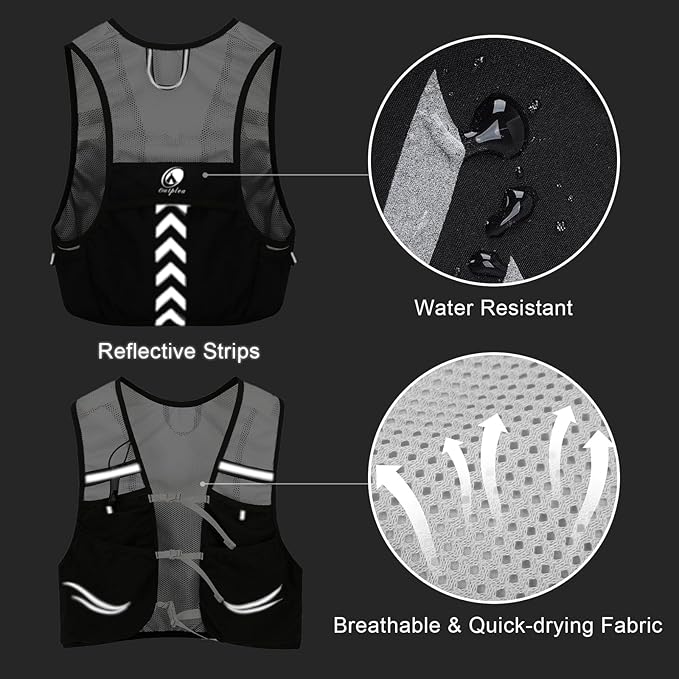 Running Vest for Men with 2 pcs 500ml Water Bottle, Hydration Vest for Running Women, Lightweight Runner Water Vest