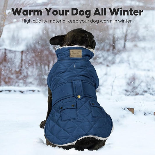 KYEESE Dog Coat Soft Pet Sweater for Cold Weather Waterproof Dogs Jacket with Fleece Lined Warm Pet Winter Coat with Leash Hole Thick Cat Clothes with Pocket Windproof Dog Puffer Coats for Small Dogs