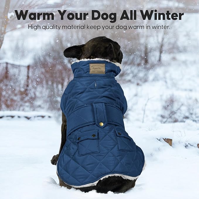 KYEESE Dog Coat Soft Pet Sweater for Cold Weather Warm Pet Winter Coat with Leash Hole Waterproof Dogs Jacket with Fleece Lined Thick Pets Clothes with Pocket Windproof Dog Puffer Coats for Small Dogs