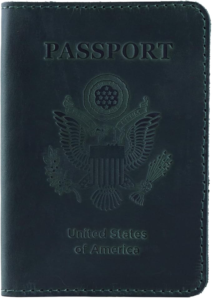 INCARNE US Passport Cover Clear - Travel Passport Wallet - Leather Passport Holder for Men Women Family with Card Slots & Note Compartmen - Sleeve Protector - Genuine Leather - Vintage Green