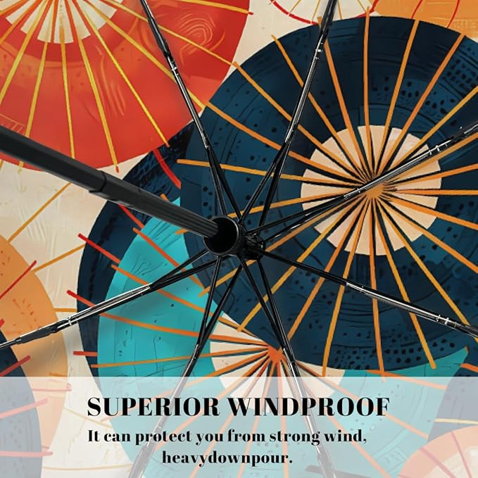 Windproof Travel Umbrella Retro Japanese Style Umbrella Compact Auto Open/Close Folding Umbrellas for Rain