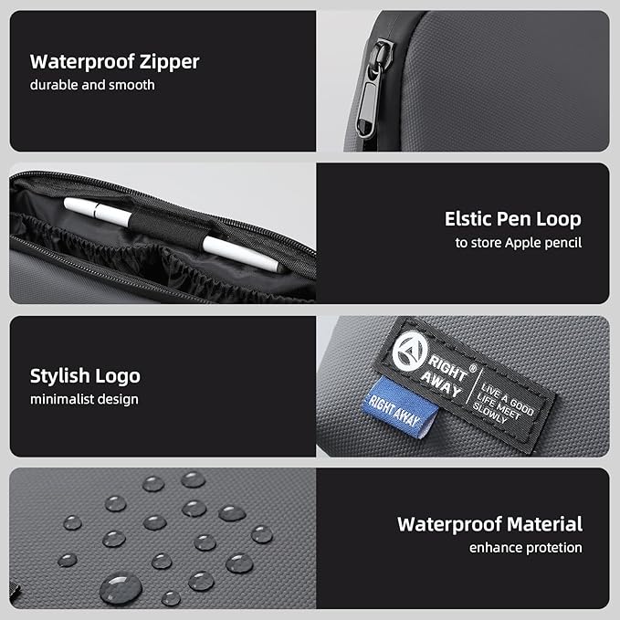 RIGHT AWAY Electronic Organizer,Waterproof Travel Accessories Storage, Tech Pouch for Cord, Power bank, Airpods, Daily Items