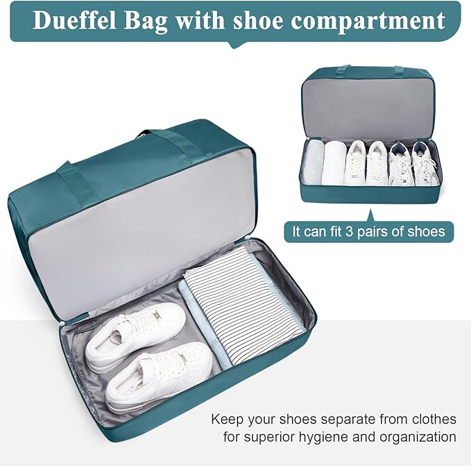 Travel Duffle Bag with Shoe Compartment, XL Weekender Bags for Women, Carry On Overnight Bags for Gym Sports & Business Trips, Water-Resistant Hospital Bag for Labor and Delivery