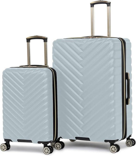 Kenneth Cole REACTION Women's Madison Square Hardside Chevron Expandable Luggage, Slate, 2-Piece Set (20" & 28")