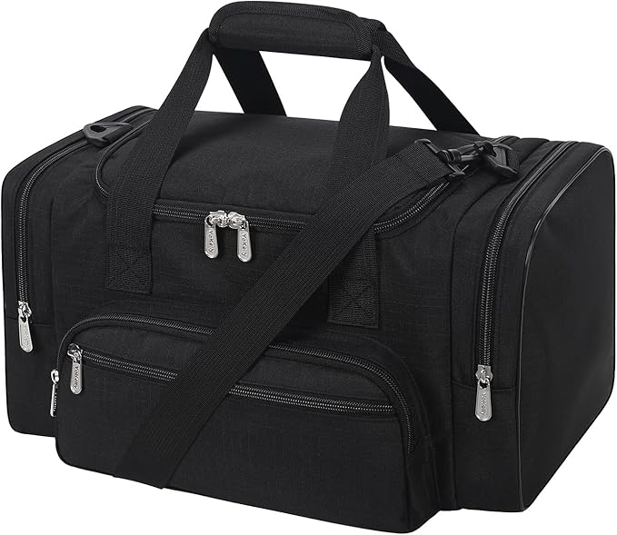 Small Duffel Bag 17 inch Carry On Weekender Bag for Travel Gym Sport (17x10x9 in) - Black