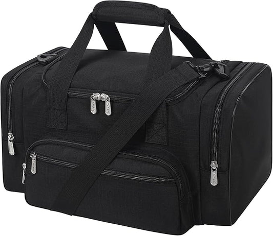 Small Duffel Bag 17 inch Carry On Weekender Bag for Travel Gym Sport (17x10x9 in) - Black