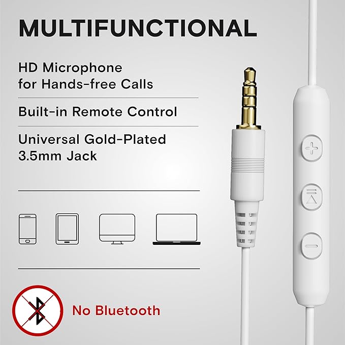 ARTIX CL750 Wired Headphones with Mic & Volume Control — Noise Isolating On-Ear Headphones for Computer and Laptop Wired, Plug in Corded Headphone Over Ear with Wire (Foldable, Aux Jack 3.5mm)