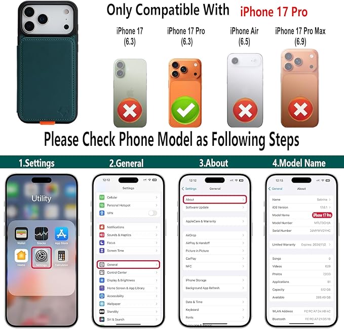 GUERNICA for iPhone 17 Pro (6.3") Case Wallet with Card Holder, RFID Blocking Leather Protection, Shockproof Women Men Phone Case for Apple 17 Pro, Green