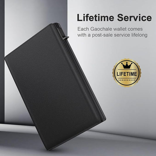 GAOCHALE Wallet for Men Pop up Card Holder, Smart, Slim, Minimalist Design for Front Pocket, Premium RFID Blocking, 10-14 Card Capacity | ID Window | Cash Slot(Black)