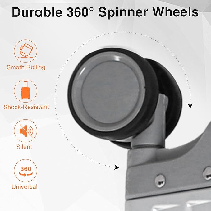 All Aluminum 24 Inch Check In Luggage Hard Shell Suitcases with Spinner Wheels and TSA Lock, Checked Medium Suitcase (Sliver)