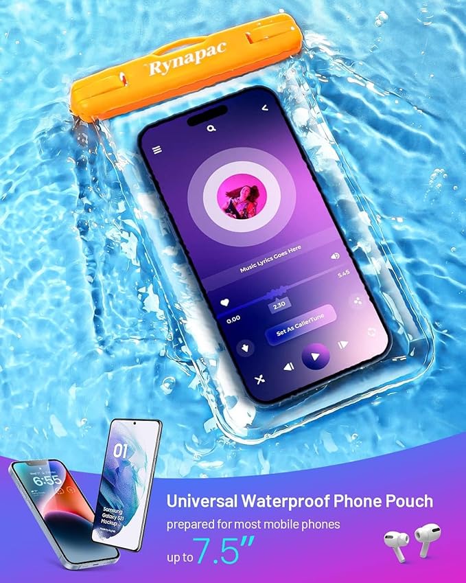 Waterproof Phone Pouch Bag - 7.5in Waterproof Phone Case for Beach Travel Must Haves, IPX8 Dry Bag with Lanyard for iPhone 16 15 Pro Max Galaxy S24+ S23 Pixel 8a, Cruise Essentials