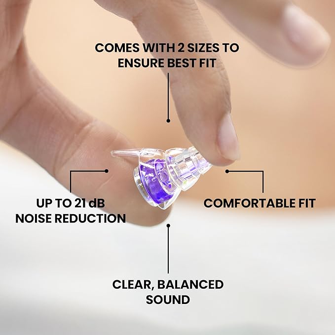 Eargasm High Fidelity Hyperviolet Purple Earplugs - Noise Reducing Ear-Plugs for Hearing Protection at Concerts, Music Festivals, Loud Environments, Live Events, Sporting Events