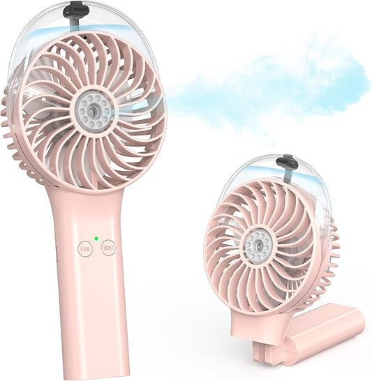COMLIFE Portable Handheld Misting Fan, 3000mAh Rechargeable Battery Operated, 180° Foldable, Mini Personal Fan with Water Sprayer for Travel, Makeup, Home, Office, Camping, Outdoors