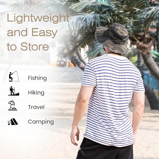 Bucket Hat Wide Brim UV Protection Sun Hat Boonie Hats Fishing Hiking Safari Outdoor Hats for Men and Women