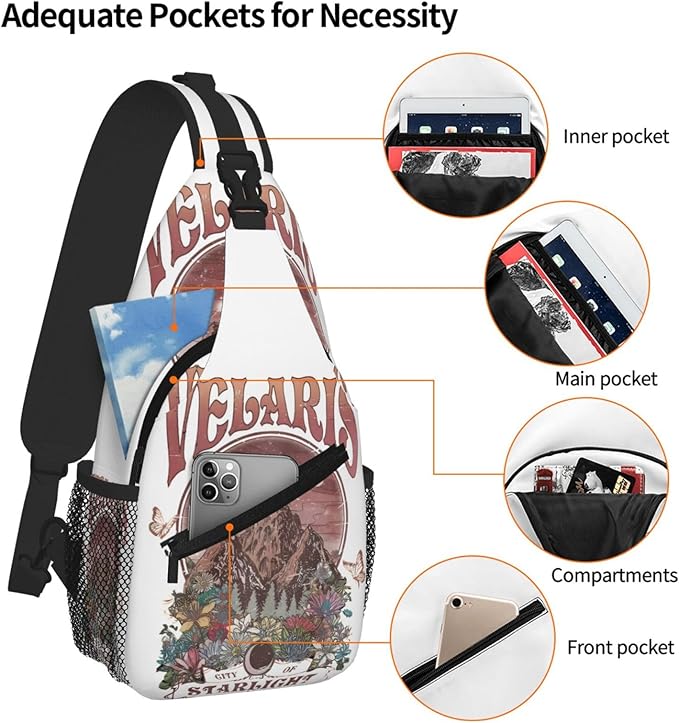 Velaris City Of Starlight Crossbody Bag Trendy Sling Bag Bakpack Casual Chest Bags Daypack For Hiking Walking Travel Running(4)