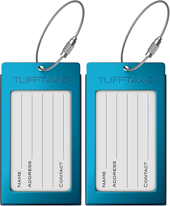 Luggage Tags Business Card Holder by TUFFTAAG - Durable Travel ID Bag Tag in Multiple Color Options, Perfect for Suitcases, Backpacks, and Carry-Ons, Easy Identification, Secure and Stylish