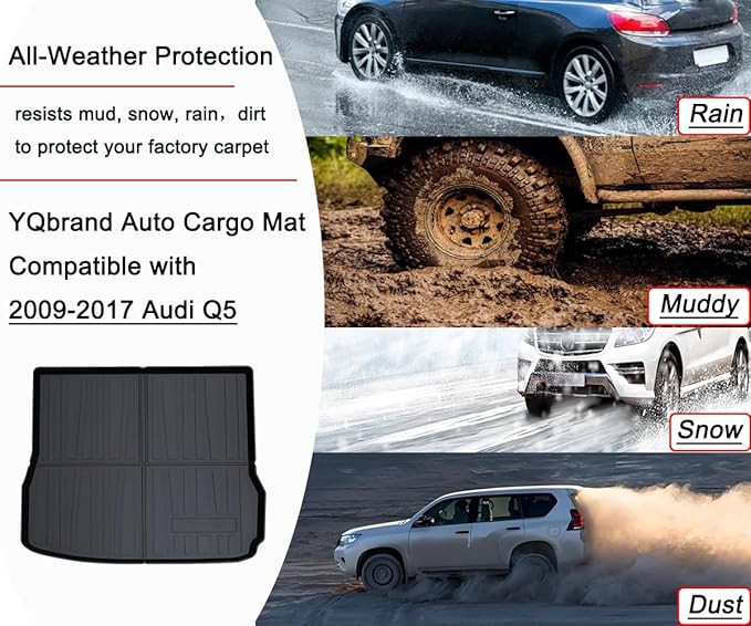 Q5 Cargo Mat - Compatible with 2009-2016 2017 Audi Q5，Only Fits Gas Engine，All Weather Protection Rear Cargo Liners Trunk Tray Floor mats， 3D Tech Modeling Waterproof Durable Odorless TPO Accessories