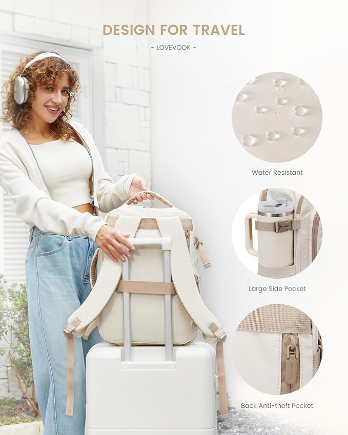 LOVEVOOK Travel Backpack for Women & Men, 40L Large Carry On Backpack Airline Approved, TSA Personal Item Weekender Bag, Water Resistant Laptop Backpack with 3 Packing Cubes for Travel Essentials