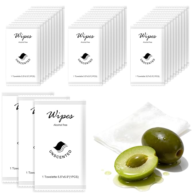 Individual Hand Wipes,Wet Wipes Individually Wrapped Bulk Cleansing Travel Size Wet Wipes for Wedding Travel Restaurant Barbecue(unscented,pack of 50)