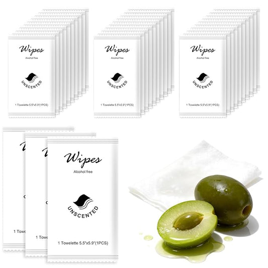 Individual Hand Wipes,Wet Wipes Individually Wrapped Bulk Cleansing Travel Size Wet Wipes for Wedding Travel Restaurant Barbecue(unscented,pack of 50)
