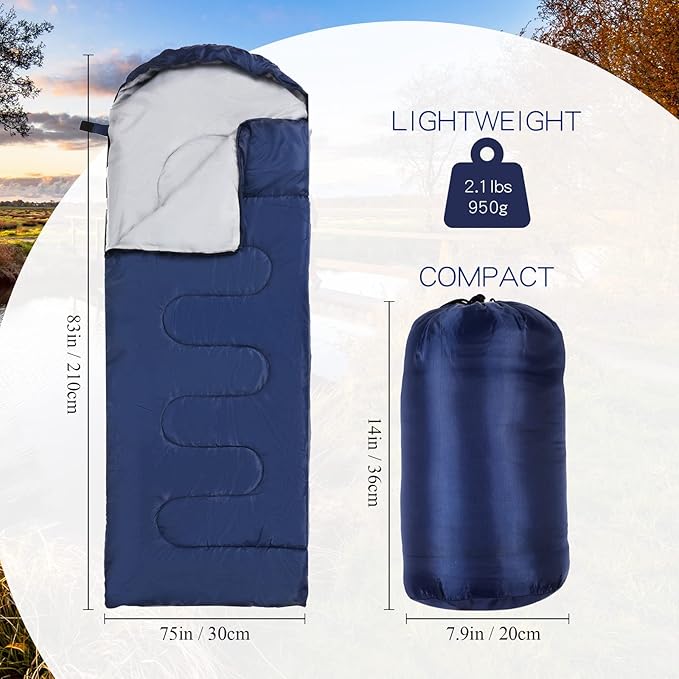 VitalCozy 24 Pcs Sleeping Bags for Adults Bulk Lightweight Waterproof Backpacking Camping Sleeping Bag with Compression Sack, Portable Compact for Winter Hiking Outdoor Camping Essential