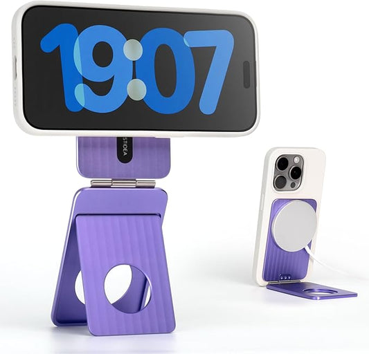 Phone Tripod Stand, Aluminum Alloy Mini Tripod Compatible with Magsafe iPhone 17/16/15/14/13/12 Series, Foldable Strong Magnetic Phone Stand, Mult-Angle Adjustment Selfie Stick
