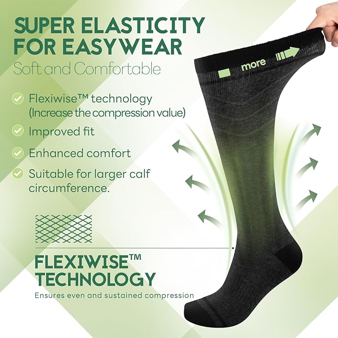 SONORAN Bamboo Viscose Compression Socks for Women & Men (3 Pairs) 15-20 mmHg Knee High Support for Nurses, Travel, Pregnant