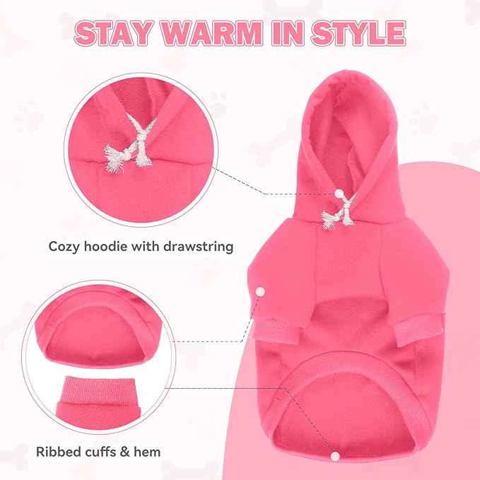 5XL Dog Sweaters for Large Dogs,Extra-Large Dog Hoodie,Cozy Fleece Interior Sweatshirt with Hood & Pocket,Leash Hole,Pet Clothes Sweater Hoodie for Large Dogs,Pink&5XL
