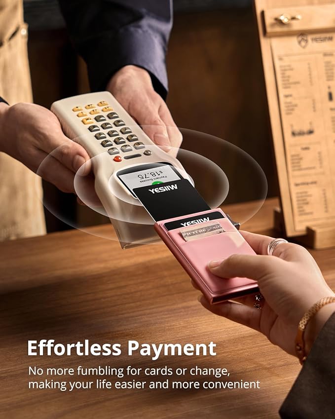 YESIIW Credit Card Holder Wallet for Men RFID Blocking Slim Minimalist Metal Wallet with Money Pocket Contactless Card Protector