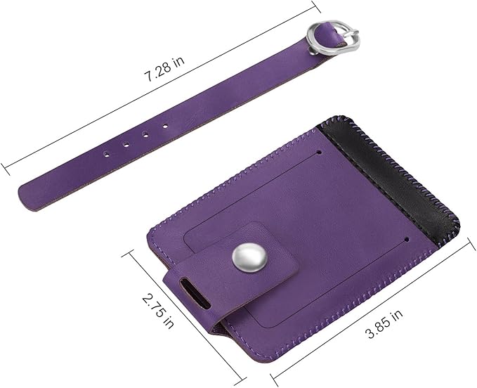 FINTIE 2 Pack Luggage Tags, Leather Name ID Labels with Privacy Cover for Travel Bag Suitcase, Theme - Genuine Leather-Purple