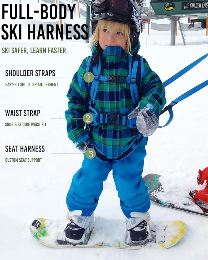 RYNQAVOA Ski Harness for Kids, Snowboard Harness Trainer, Ski Leash for Kid with Removable Seat & Reinforced Lift Handle