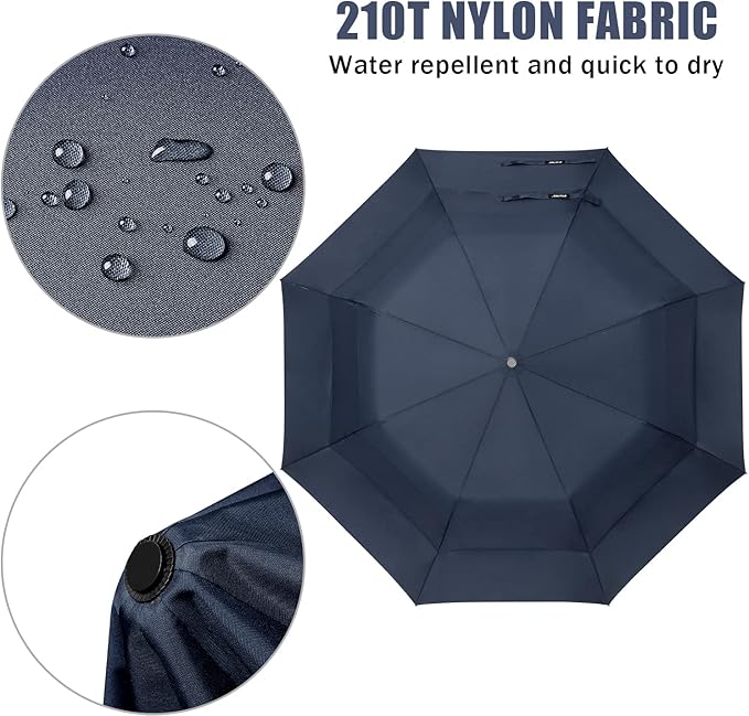 G4Free 62 Inch Portable Golf Umbrella Large Oversize Double Canopy Vented Windproof Waterproof Automatic Open Stick Umbrellas for Men and Women(Dark Blue)