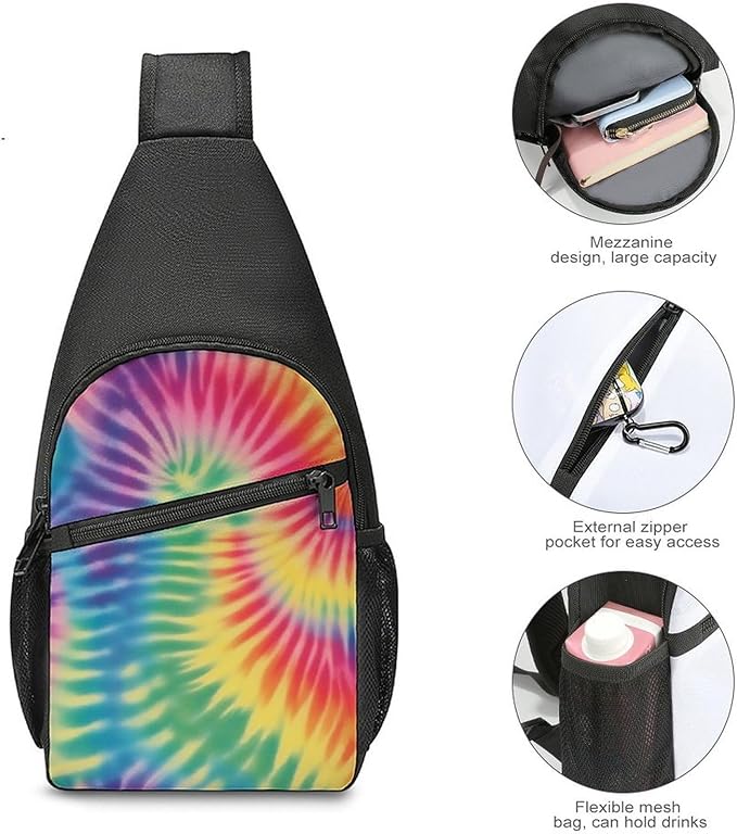 SWEET TANG Casual Sling Backpack for Women Chest Shoulder Crossbody Backpack, Gym Funny Sack, Satchel Travel Bag Outdoor Hiking Daypack Tie Dye
