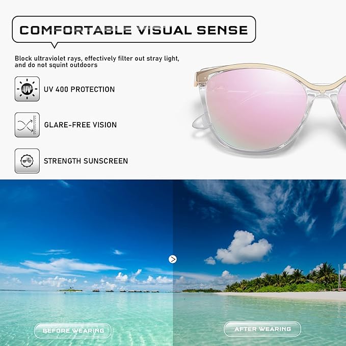 Trendy Cat Eye Sunglasses for Women Fashion Cateye UV400 Protection Glasses CL22017
