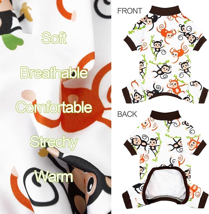 XPUDAC 4 Pack Dog Pajamas Soft Strechy Summer Doggie Clothes for Small Medium Dogs Boy Girl Cat Apparel-Medium