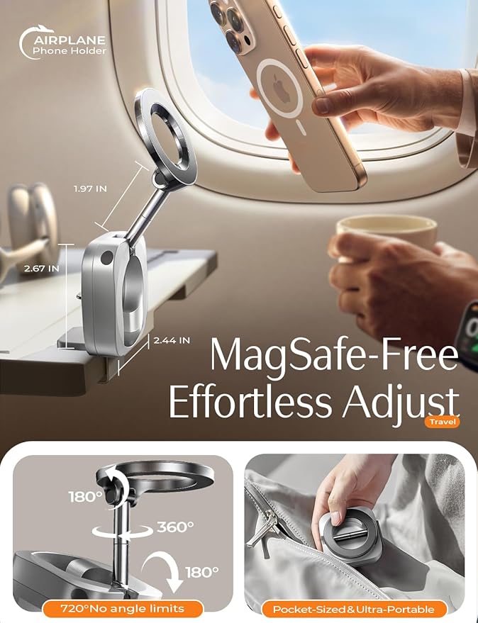 LISEN Airplane Travel Europe Vacation Essentials Phone Holder Gadgets Long Flight Must Have Toddler Mini Travels Essentials Kids Women for MagSafe Travel Accessories Cruise Essentials Camera Mounts