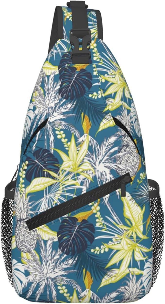 Hawaii Tropical Palm Sling Backpack Crossbody Bag Casual Chest Bags Travel Hiking Daypack Shoulder Bag for Women Men