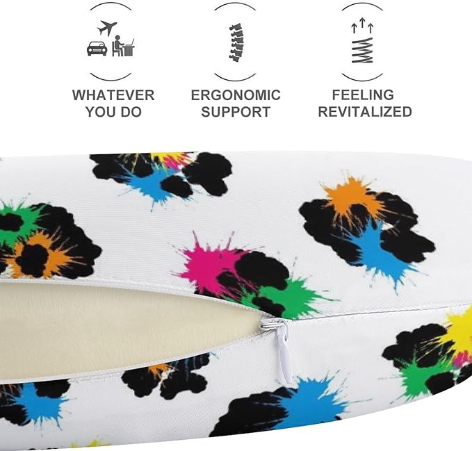Soft Polyester Travel Neck Pillow, Rainbow Cheetah Leopard Print U-Shaped, Cervical Support Compact for Bus Airplane Rest, Machine Washable Breathable Design