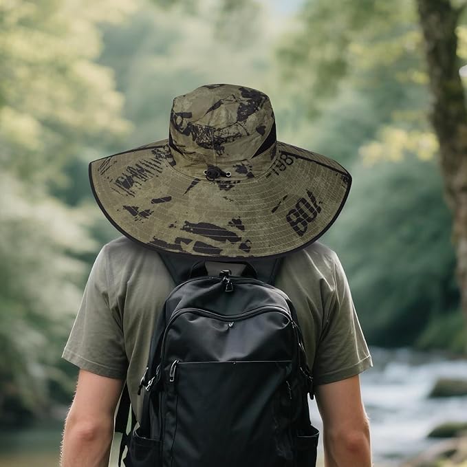 Super Wide Brim Fishing Hat for Men and Women,UPF50+ Waterproof Bucket Hat for Fishing, Hiking, Camping