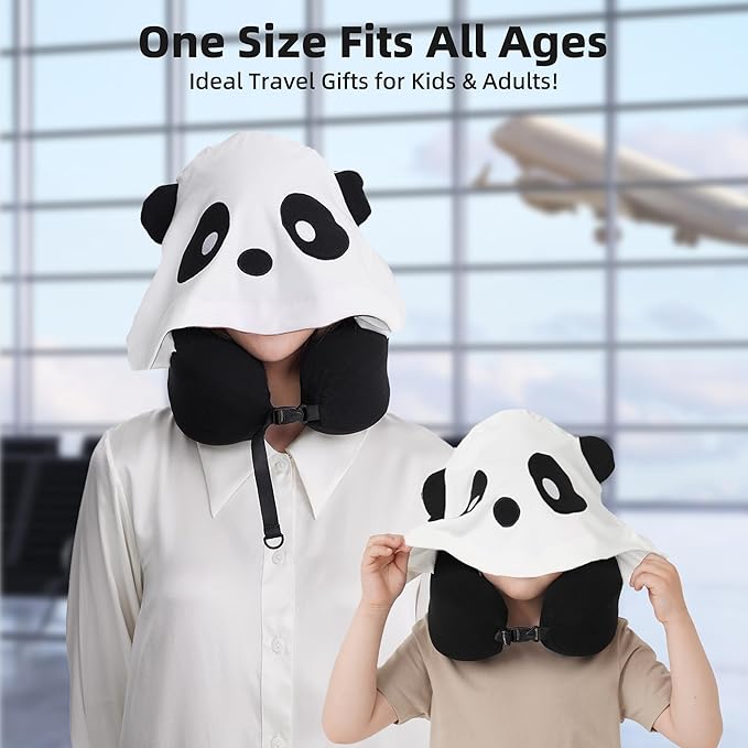 Privacy-Friendly Hooded Travel Pillow for Kids & Adults, Sensory-Friendly, Memory Foam Neck Support for Airplane, Car & Train, Breathable Fabric, Portable, Ultimate Comfort