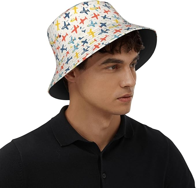 Colorful Fire Balloon, White Cloud Fisherman Hat Summer Foldable UV Protection Sun Hat