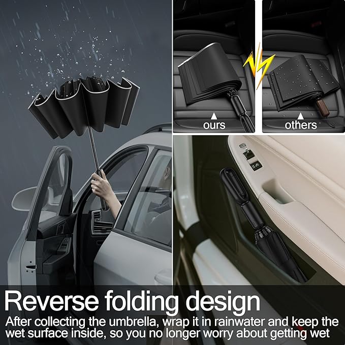 Auto Open Close Umbrella - Ultra Light Compact Travel & Backpack Size for Women and Men, UPF 50+ Eco-Friendly Sun Protection & Windproof Rain Umbrella with UV Defense