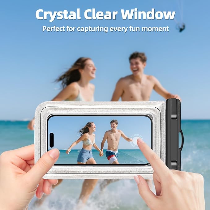 Waterproof Phone Pouch, IP68 Floating Waterproof Phone Case, Dry Bag Beach Essentials with Adjustable Lanyard for iPhone 16 Pro Max /15 Pro/Galaxy S24 S23, Up to 7.0'', Flash Silver, 1 Pack