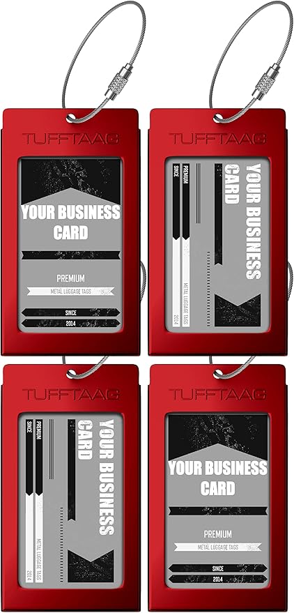 Luggage Tags Business Card Holder by TUFFTAAG - Durable Travel ID Bag Tag in Multiple Color Options, Perfect for Suitcases, Backpacks, and Carry-Ons, Easy Identification, Secure and Stylish