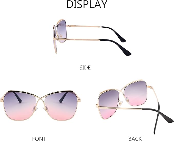 FEISEDY Womens Cute Sunglasses Oversized Butterfly X Shape Design Cateye Lady Sunglasses B2738